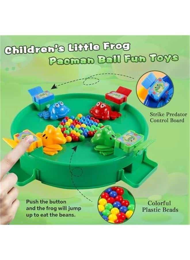 Classic Hungry Kids Board Games-Plastic Intense Game of Quick Reflexes Bead Toy,Children's Preschool Desktop Toy,Frog Eating Beads Game Fine Motor Training Toy for Kid Adult 2 to 4 Play