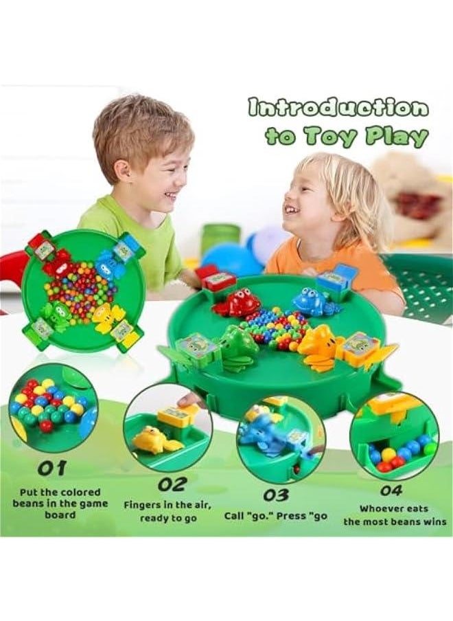 Classic Hungry Kids Board Games-Plastic Intense Game of Quick Reflexes Bead Toy,Children's Preschool Desktop Toy,Frog Eating Beads Game Fine Motor Training Toy for Kid Adult 2 to 4 Play