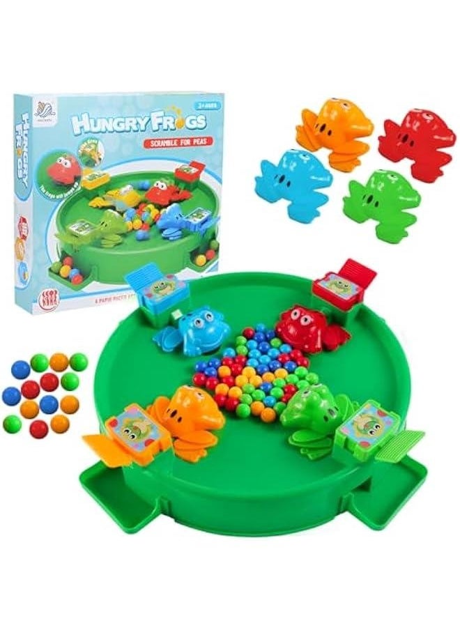 Classic Hungry Kids Board Games-Plastic Intense Game of Quick Reflexes Bead Toy,Children's Preschool Desktop Toy,Frog Eating Beads Game Fine Motor Training Toy for Kid Adult 2 to 4 Play