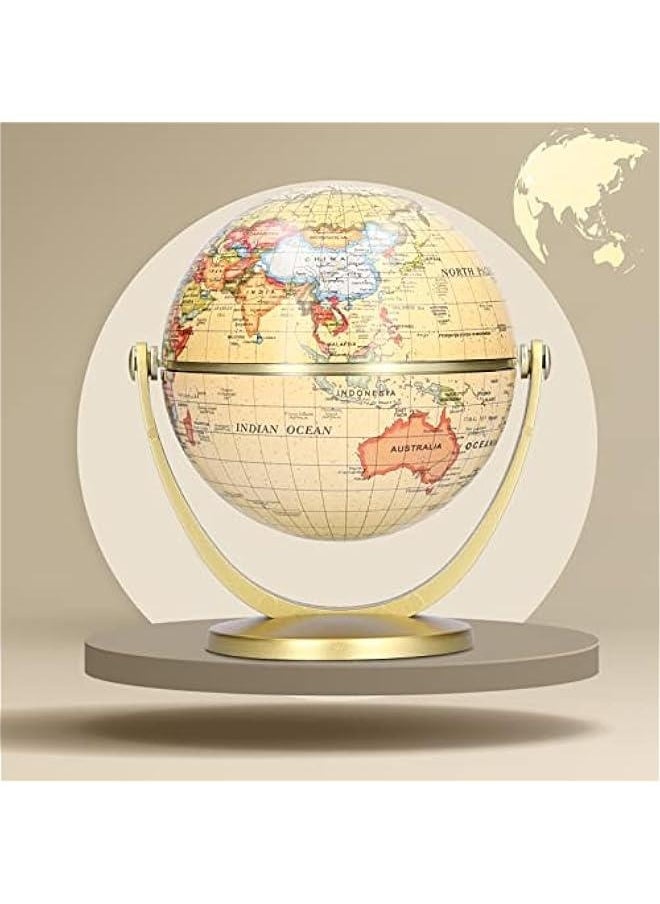 Mini Vintage World Globe for Adults & Kids with Wooden Stand , Vintage World Globe , Desktop Globe for Home Décor and Office Desktop , Educational Gift Globe for kids for Homes , Schools , Education