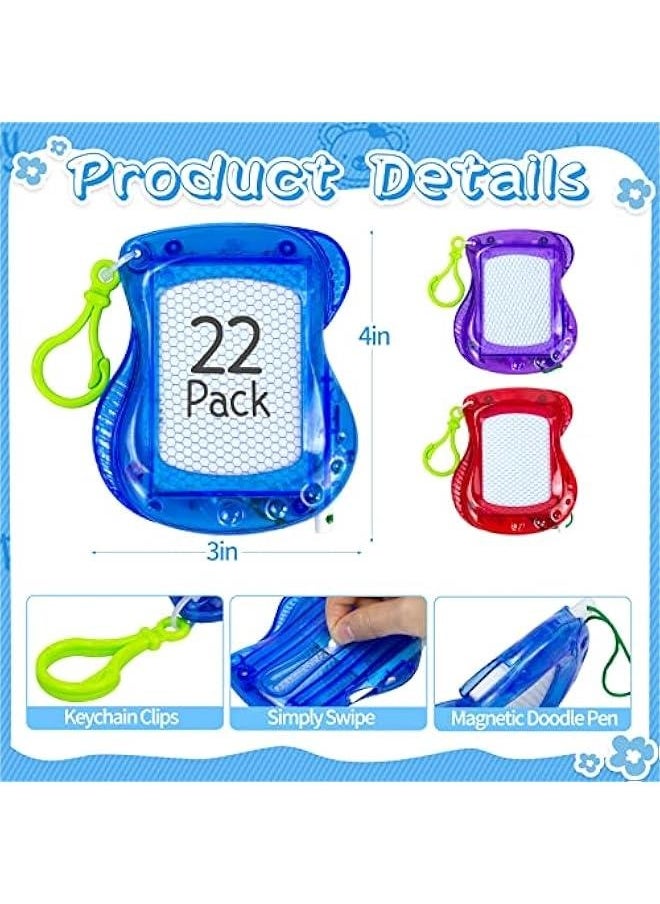 22 Pack Mini Magnetic Drawing Board(6 Colors), Kids Party Favors Backpack Keychain Doodle Drawing Boards, Erasable Sketch and Board Writing Pad for Boys Girls Classroom Supplies Goodie Bag Fillers