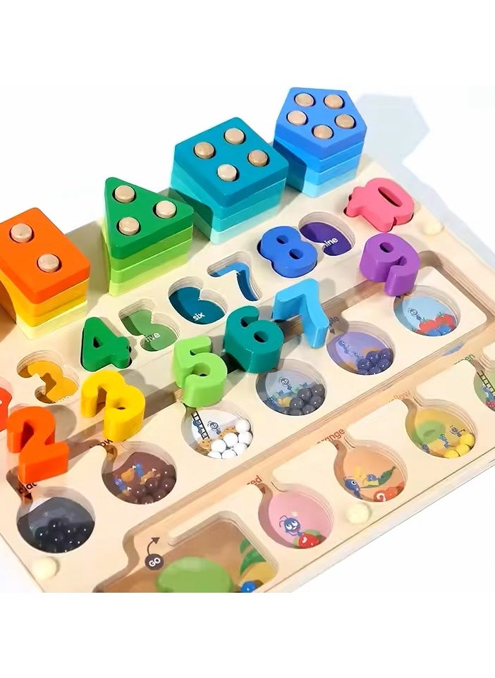 Quantity color classification teaching aids, Magnetic Color and Number Maze, Wooden Magnet Maze Color And Number Shape Sorter, Cognitive 3D Puzzles Board, Game Kids, Montessori Educational Toys, Edu