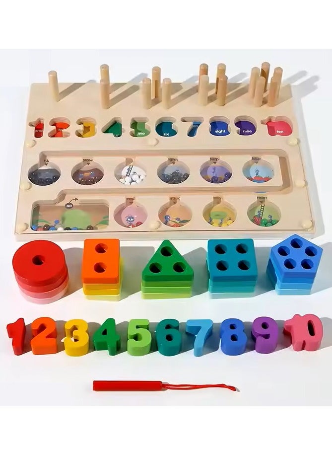 Quantity color classification teaching aids, Magnetic Color and Number Maze, Wooden Magnet Maze Color And Number Shape Sorter, Cognitive 3D Puzzles Board, Game Kids, Montessori Educational Toys, Edu
