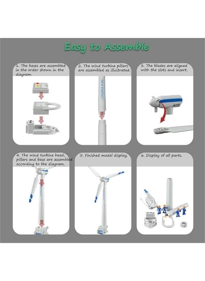 Wind Turbine Model, Wind-up Windmill Model Toy 21.65 Inch Large Size Wind Turbine Toy Clockwork Wind Generator Model STEM Science Kit