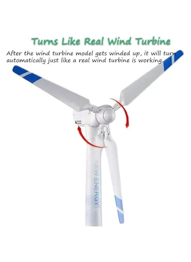 Wind Turbine Model, Wind-up Windmill Model Toy 21.65 Inch Large Size Wind Turbine Toy Clockwork Wind Generator Model STEM Science Kit