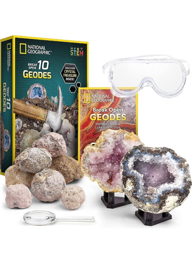 Break Open 10 Premium Geodes Includes Goggles And Display Stands Great STEM Science Kit Geology Gift For Kids
