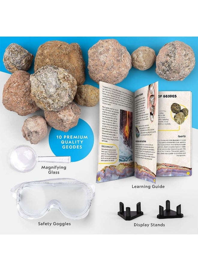 Break Open 10 Premium Geodes Includes Goggles And Display Stands Great STEM Science Kit Geology Gift For Kids