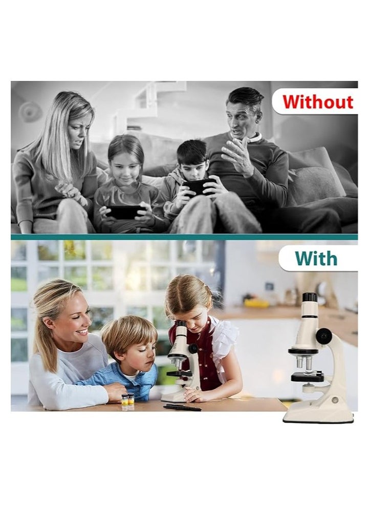 Microscope Kit - 200x 600x 1200x Birthday Gift Science Kits Best Educational Learning Toy Kids Experiment Ultimate  Ideas Boy Girl Age Year diy Education Set Stem Toys Labs Play Pocket