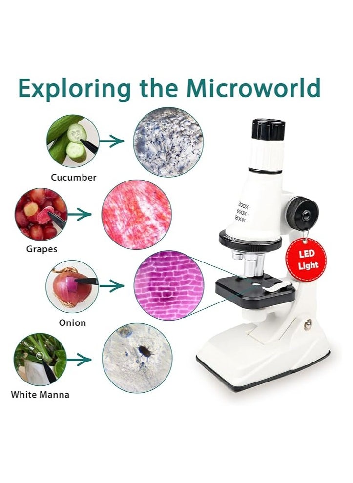 Microscope Kit - 200x 600x 1200x Birthday Gift Science Kits Best Educational Learning Toy Kids Experiment Ultimate  Ideas Boy Girl Age Year diy Education Set Stem Toys Labs Play Pocket
