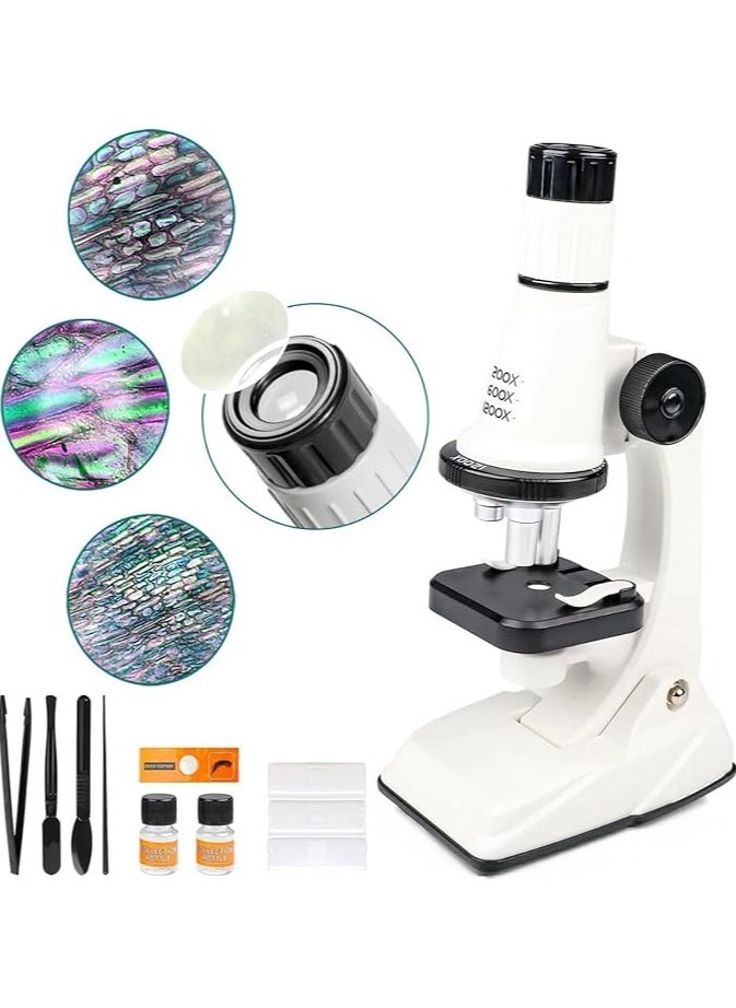 Microscope Kit - 200x 600x 1200x Birthday Gift Science Kits Best Educational Learning Toy Kids Experiment Ultimate  Ideas Boy Girl Age Year diy Education Set Stem Toys Labs Play Pocket