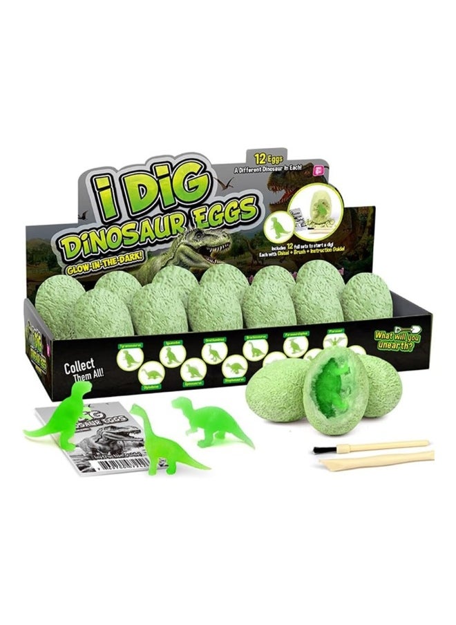 12 Pack Glow In The Dark Dinosaur Excavation Kit For Kids Educational STEM Fossil Digging Egg Activity Dig Up And Discover Real Dino