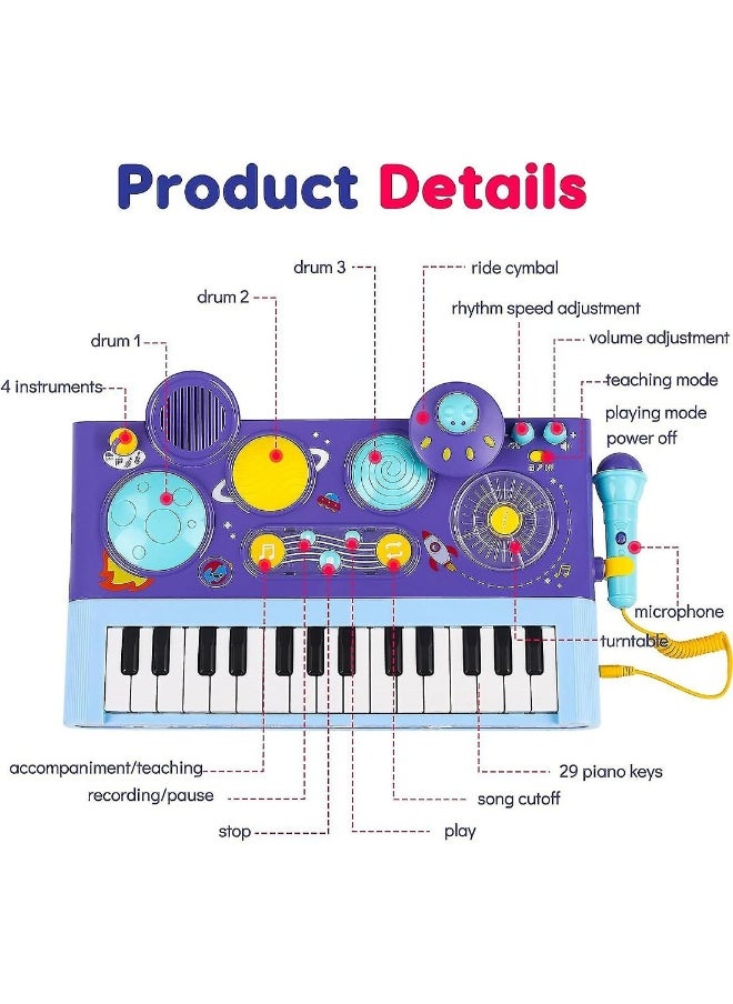 5 In 1 Toddler Musical Toys Piano Keyboard Xylophone Drum Set With Microphone For 1 Year Old Birthday Gifts