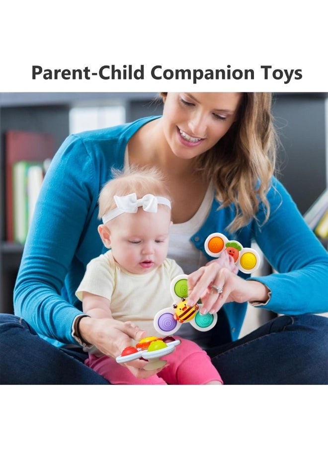 3Pcs Suction Cup Spinner Toys Spinning Top Baby Bath Toys Birthday Baby Gifts Sensory Toys