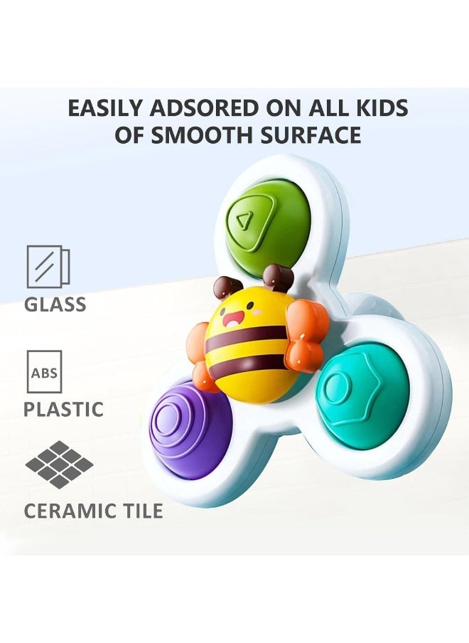 3Pcs Suction Cup Spinner Toys Spinning Top Baby Bath Toys Birthday Baby Gifts Sensory Toys