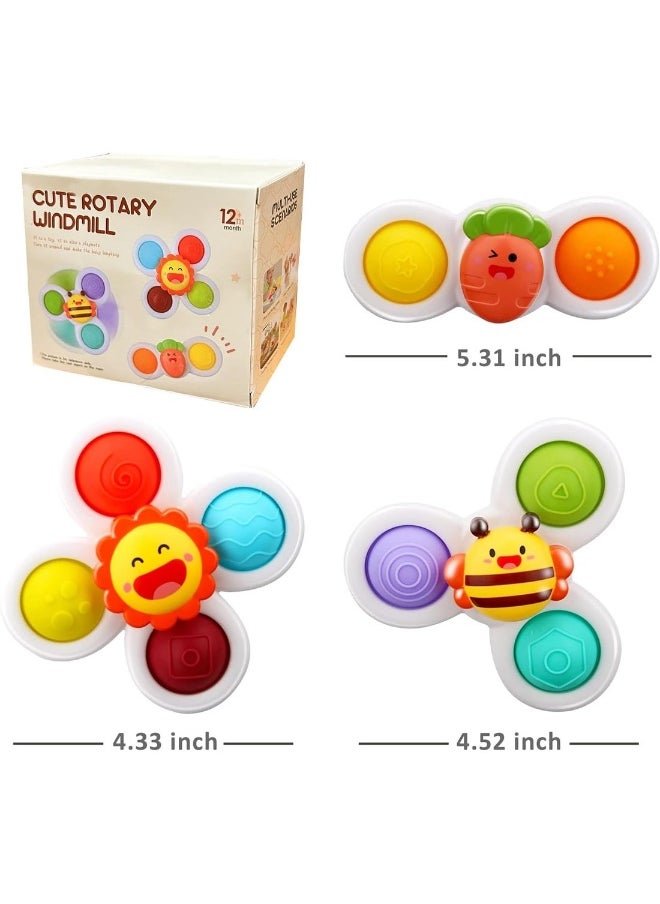 3Pcs Suction Cup Spinner Toys Spinning Top Baby Bath Toys Birthday Baby Gifts Sensory Toys
