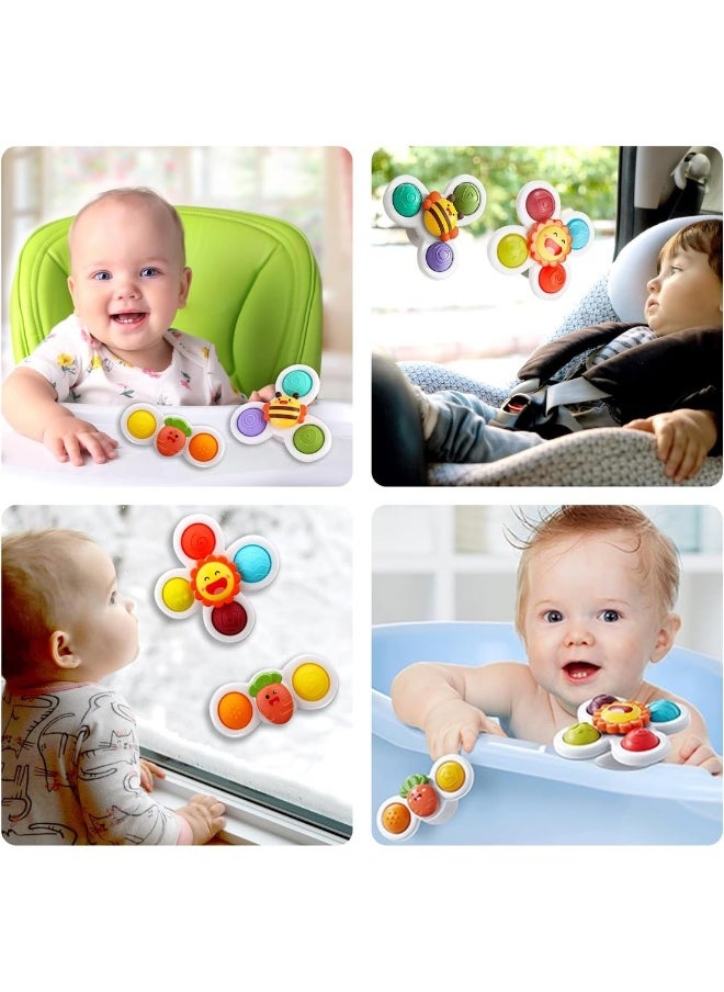 3Pcs Suction Cup Spinner Toys Spinning Top Baby Bath Toys Birthday Baby Gifts Sensory Toys