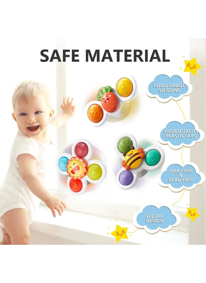 3Pcs Suction Cup Spinner Toys Spinning Top Baby Bath Toys Birthday Baby Gifts Sensory Toys