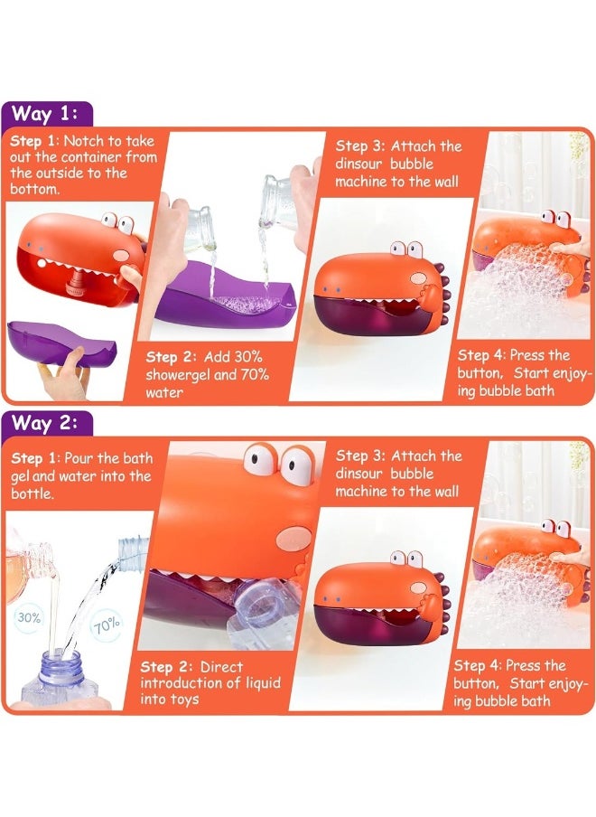 Dinosaur Bath Toys Baby Bath Toys For The Baby Bathtub Toddler Bath Toys Automatic Bubble Machine Baby Bath Toys Orange