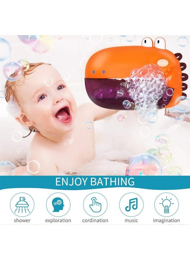 Dinosaur Bath Toys Baby Bath Toys For The Baby Bathtub Toddler Bath Toys Automatic Bubble Machine Baby Bath Toys Orange
