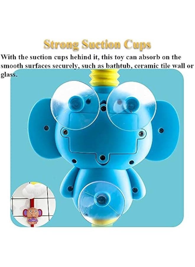 Bathtub Shower Head Toy, Elephant Electric Shower Sprinkler Toy for Kids Tub Shower Head Electric Water Pump Bath Toy Toddlers Hand Shower Sprinkler Bathtub Toy with 3 Suction Cups (Blue)
