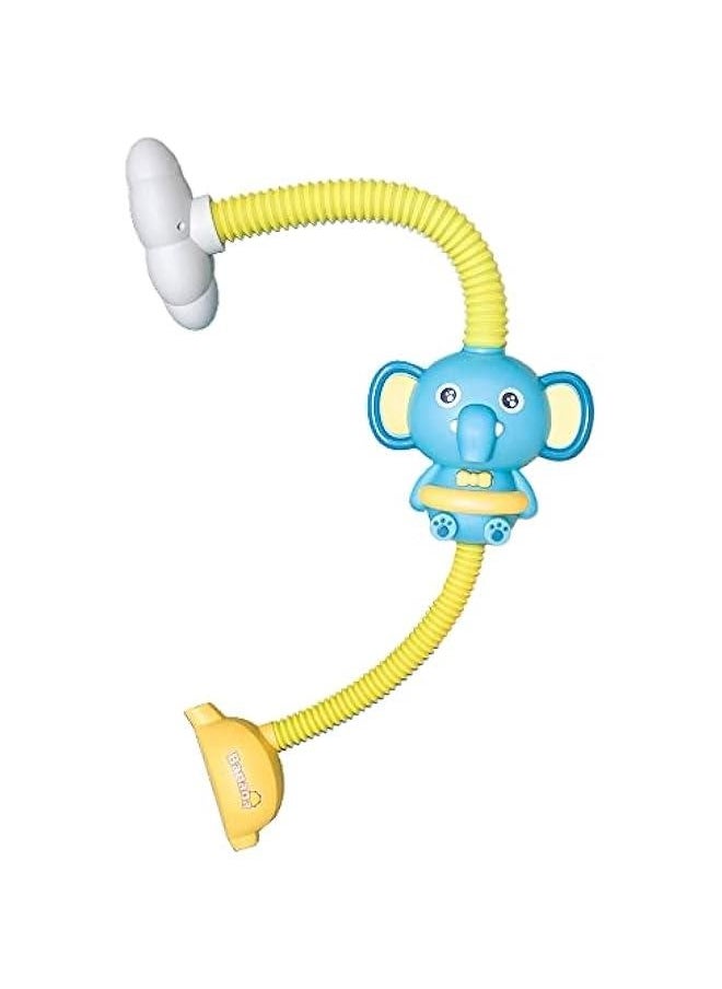 Bathtub Shower Head Toy, Elephant Electric Shower Sprinkler Toy for Kids Tub Shower Head Electric Water Pump Bath Toy Toddlers Hand Shower Sprinkler Bathtub Toy with 3 Suction Cups (Blue)