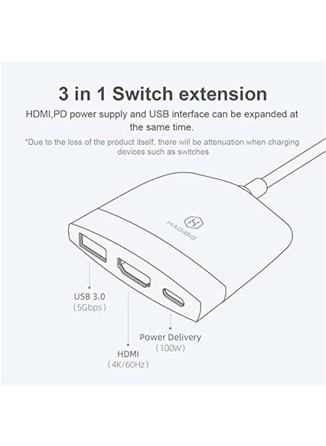 Switch Dock for Nintendo Switch OLED,  Portable TV Dock Charging Docking Station with HDMI and USB 3.0 Port Replacement Base Dock Set Type C to HDMI TV Adapter for MacBook Pro Air (Black White)