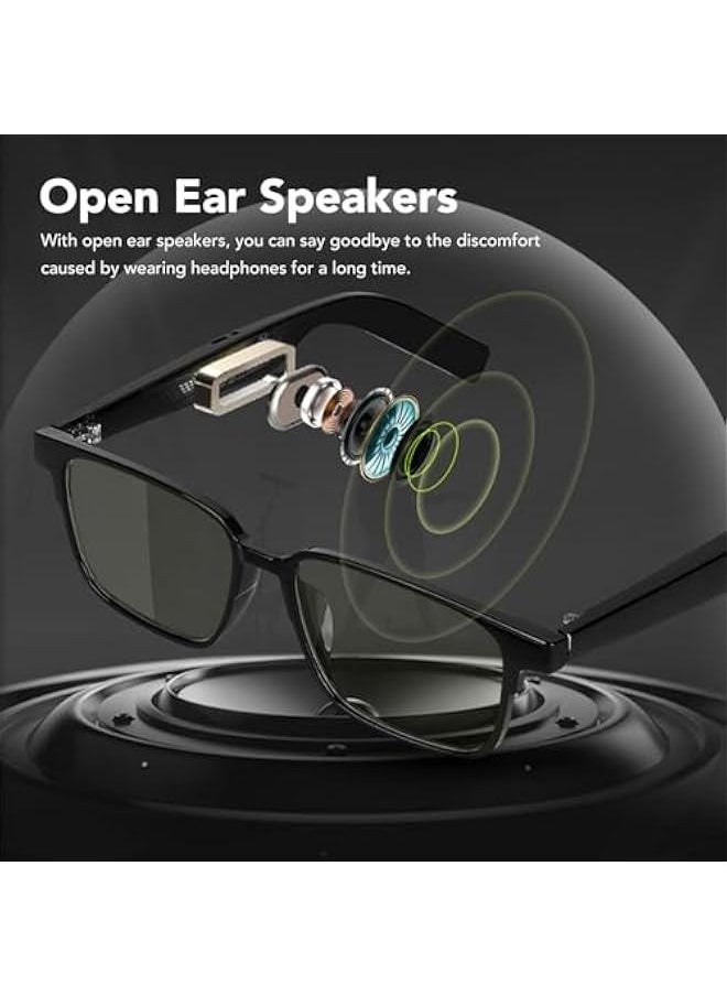 Smart Glasses, IP5 Waterproof Open Ear Sound Sunglasses with Dual Microphones, 5.3 Voice Control Uni Smart Audio Glasses for Driving, Sports, Study (Individual