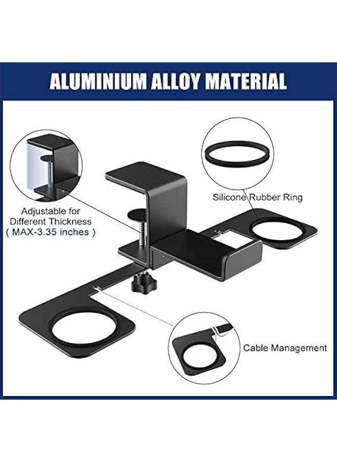 VR Stand VR Display Holder Under Desk Virtual Reality Headsets Metal Stand Storage Hook Universal Clamp on Desk Hanger Hooks for Oculus Quest 2/Quest/Rift S, HTC Vive Pro, PSVR 2