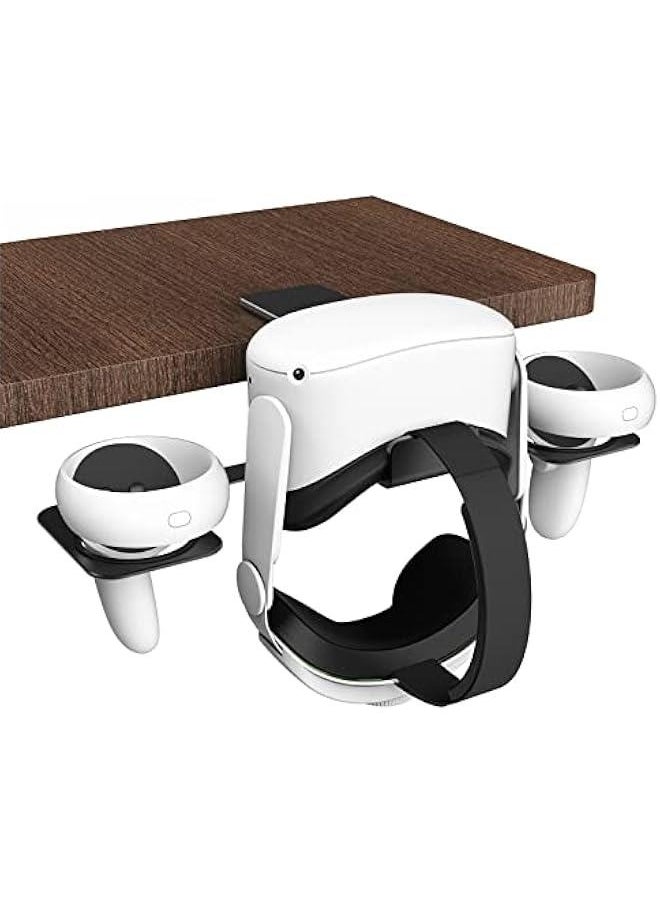 VR Stand VR Display Holder Under Desk Virtual Reality Headsets Metal Stand Storage Hook Universal Clamp on Desk Hanger Hooks for Oculus Quest 2/Quest/Rift S, HTC Vive Pro, PSVR 2