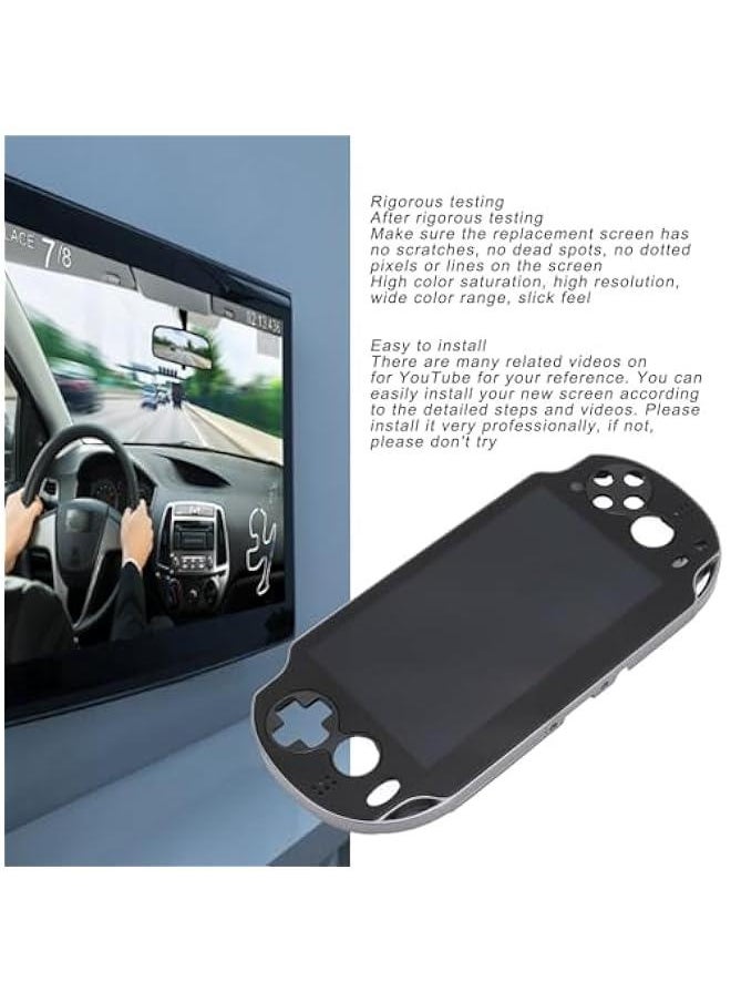 Black LCD Display Replacement for PS Vita for PSV 1000 1001 PCH 1001 PCH 1101, Professional Game Console Digitizer Glass Assembly with Frame Combo
