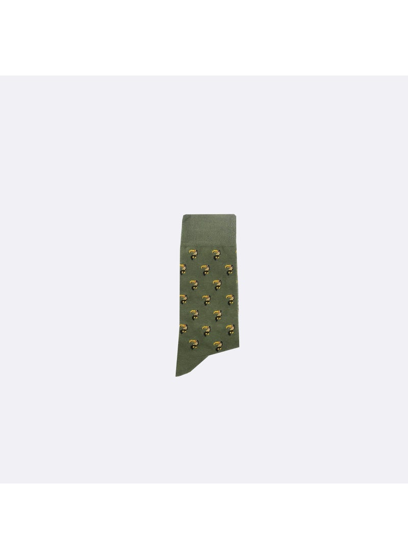 Set of 3X Socks - Sand and Kaki with Bird and Palm Trees