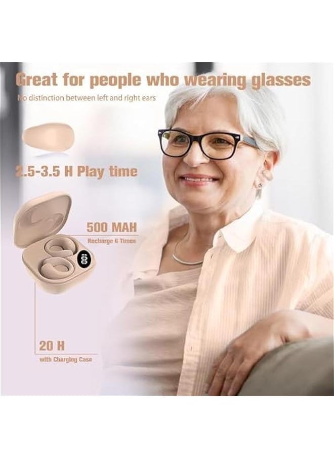 Small Clip On Open Ear Headphones Wireless Bluetooth Ear Clip Bone Conduction Conducting Headphones Headset with Mic Open Ear Bone Conduction Earbuds Head Set Head Phones Earphones