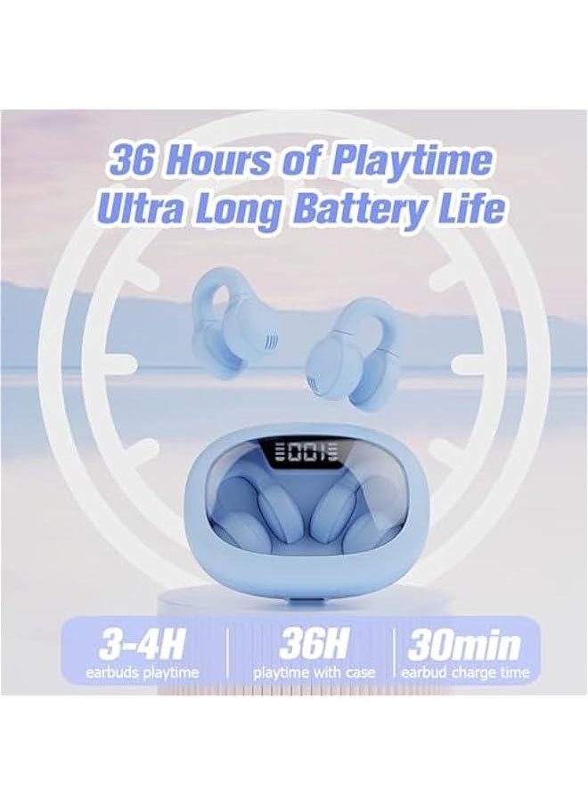Clip On Open Ear Earbuds Wireless Bluetooth Small Earclip Outer Ear Clip Kids Air Bone Conduction Headphones Open Ear Ear Buds That Don't Go in Ear Air Bone Conducting Earphones Headset Speaker
