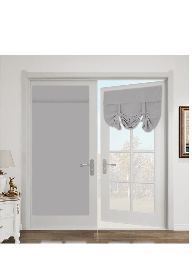 1 Panel French Door Curtains Privacy Blackout Curtains 26 X 68 Inch Light Grey Room Darkening for Glass Door Thermal Insulated Tie Up Shades Window Bedroom