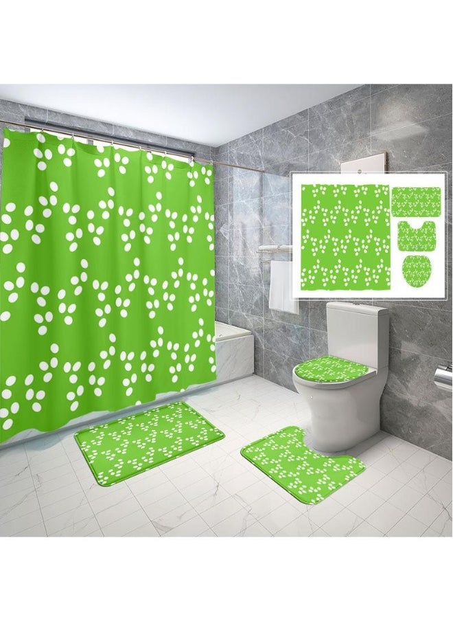 4 Piece Shower Curtain Sets With Non-Slip Rugs Toilet Lid Cover And Bath Mat Durable And Waterproof For Bathroom Decor Set
