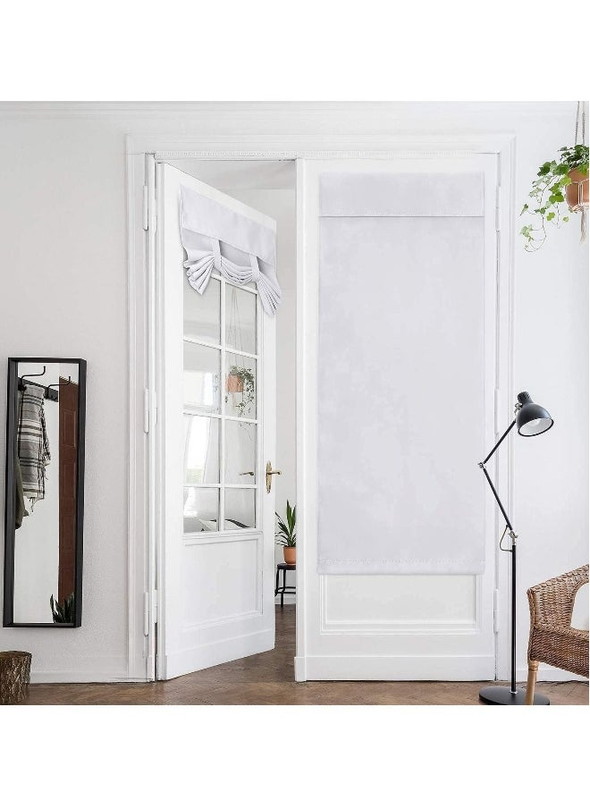 1 Panel French Door Curtains Privacy Blackout Curtains 26 X 68 Inch White Room Darkening for Glass Door Thermal Insulated Tie Up Shades Window Bedroom