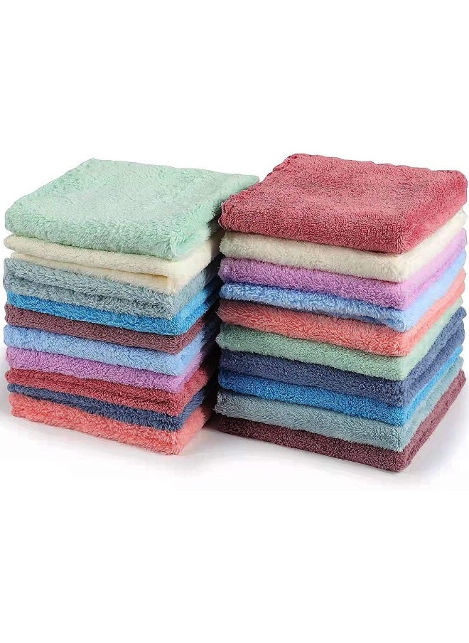 20-Pack Soft Multicolor Coral Fleece Baby Bath Cloths, Super Absorbent, Suitable for Newborns, Kids 9.8 × 9.8 inches