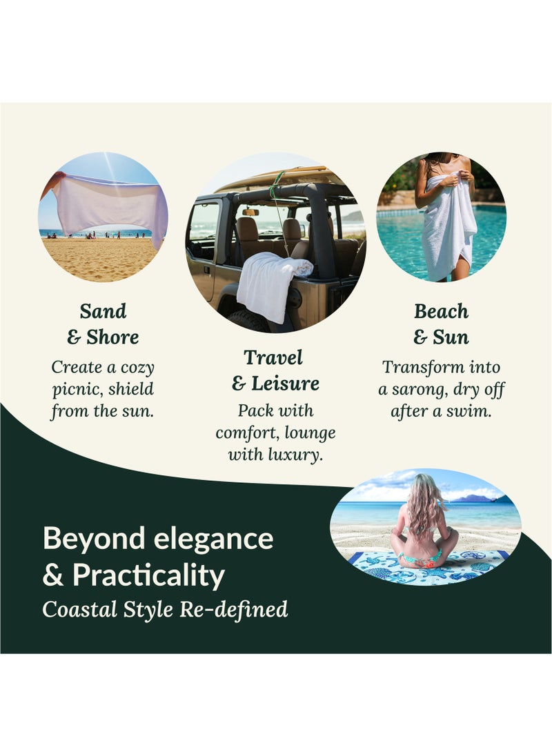 100% Cotton Beach Towels Set Pack of 2, 39x71 inches, Quick Dry and Highly Absorbent Towels,STARFISH & SERENADE