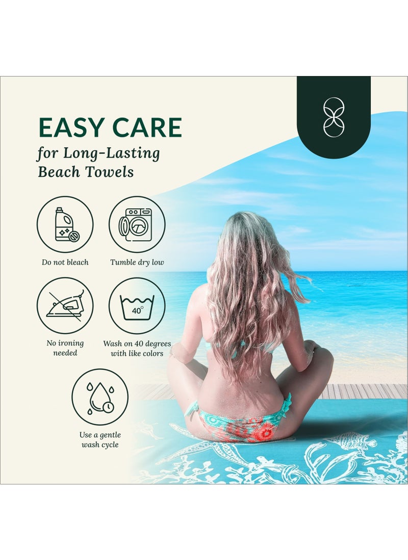 100% Cotton Beach Towels Set Pack of 2, 39x71 inches, Quick Dry and Highly Absorbent Towels,STARFISH & SERENADE