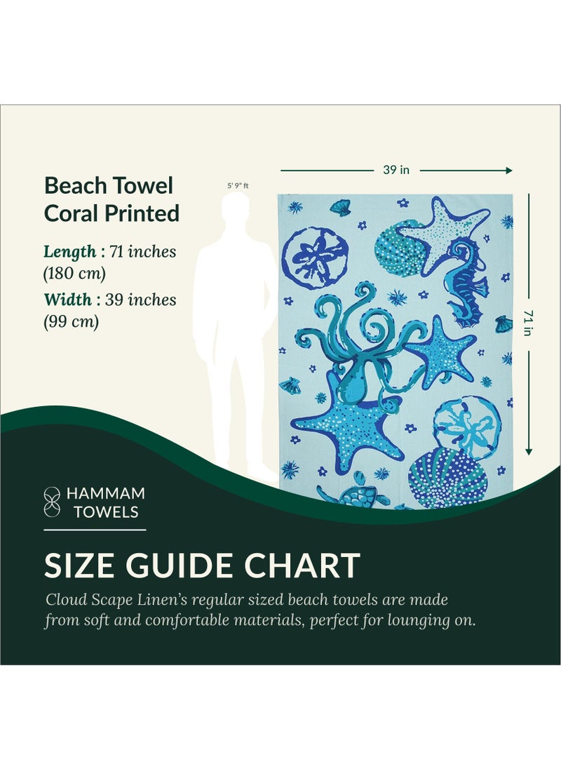 100% Cotton Beach Towels Set Pack of 2, 39x71 inches, Quick Dry and Highly Absorbent Towels,STARFISH & SERENADE