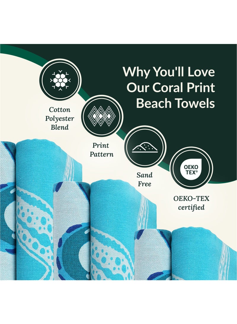100% Cotton Beach Towels Set Pack of 2, 39x71 inches, Quick Dry and Highly Absorbent Towels,STARFISH & SERENADE