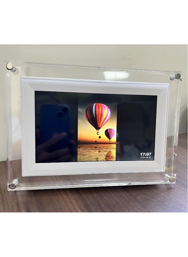 7 Inch Digital Picture Frame Acrylic Video Frame Digital Photo Frame With Memory 2000Mah Built In Battery Auto-Rotate Slideshow Easy Setup  For Heartfelt Gifts Birthday Gifts Hoilday Gifts