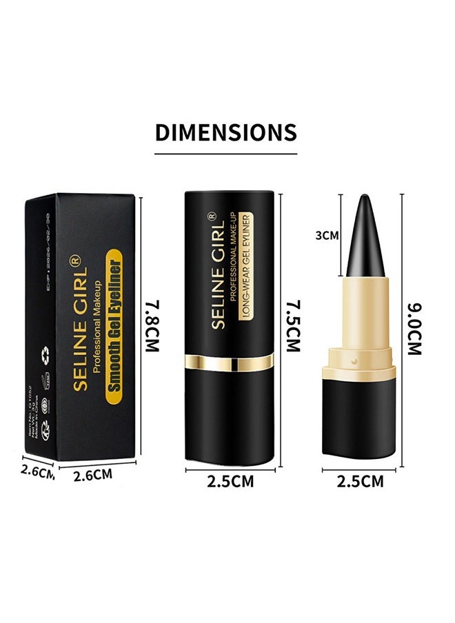 Smooth Gel Eyeliner，Gel Eyeliner Pencil ,Natural Black Eyeliner Cream Waterproof Smudge Proof,Eye Liner Black Smokey Eyeshadow Palette Stick Crayon,Goth Halloween Makeup，#04 Black