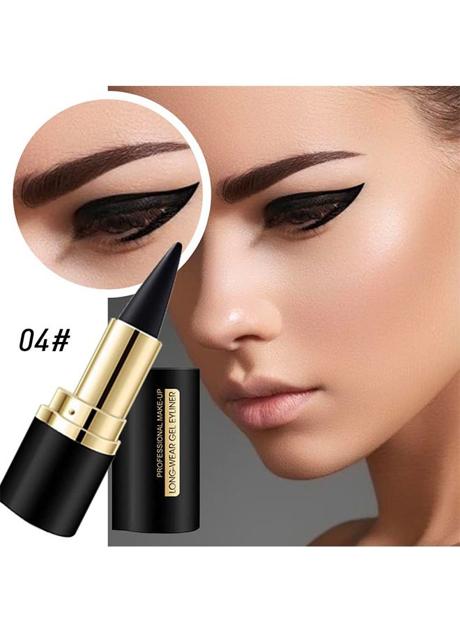 Smooth Gel Eyeliner，Gel Eyeliner Pencil ,Natural Black Eyeliner Cream Waterproof Smudge Proof,Eye Liner Black Smokey Eyeshadow Palette Stick Crayon,Goth Halloween Makeup，#04 Black
