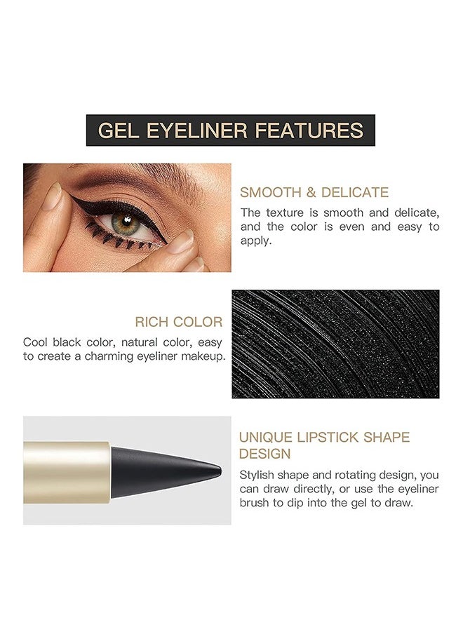 Smooth Gel Eyeliner，Gel Eyeliner Pencil ,Natural Black Eyeliner Cream Waterproof Smudge Proof,Eye Liner Black Smokey Eyeshadow Palette Stick Crayon,Goth Halloween Makeup，#04 Black