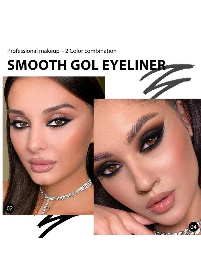 Smooth Gel Eyeliner，Gel Eyeliner Pencil ,Natural Black Eyeliner Cream Waterproof Smudge Proof,Eye Liner Black Smokey Eyeshadow Palette Stick Crayon,Goth Halloween Makeup，#04 Black