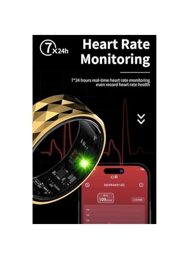 Smart Ring Fitness Ring for Women Men, Multiple Sport Modes Health Ring with Heart Rate Sleep Monitor, IP68 Waterproof Step Counter Calorie Tracking Ring (Silver)