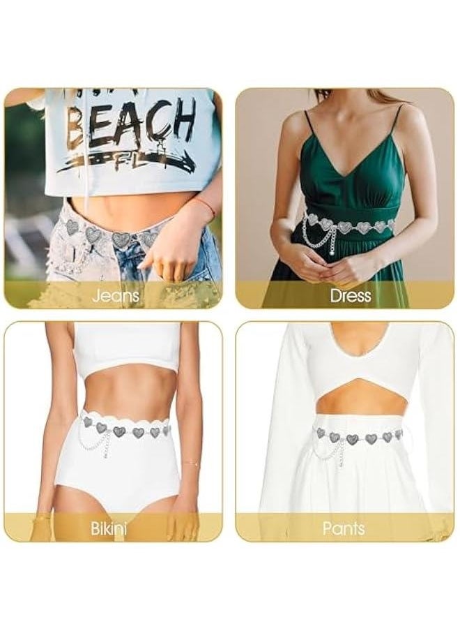 Western Heart Chain Belts for Women, Metal Concho Belt Trendy Cowgirl Boho Belt for Country Skirt Jeans Dresses Pants