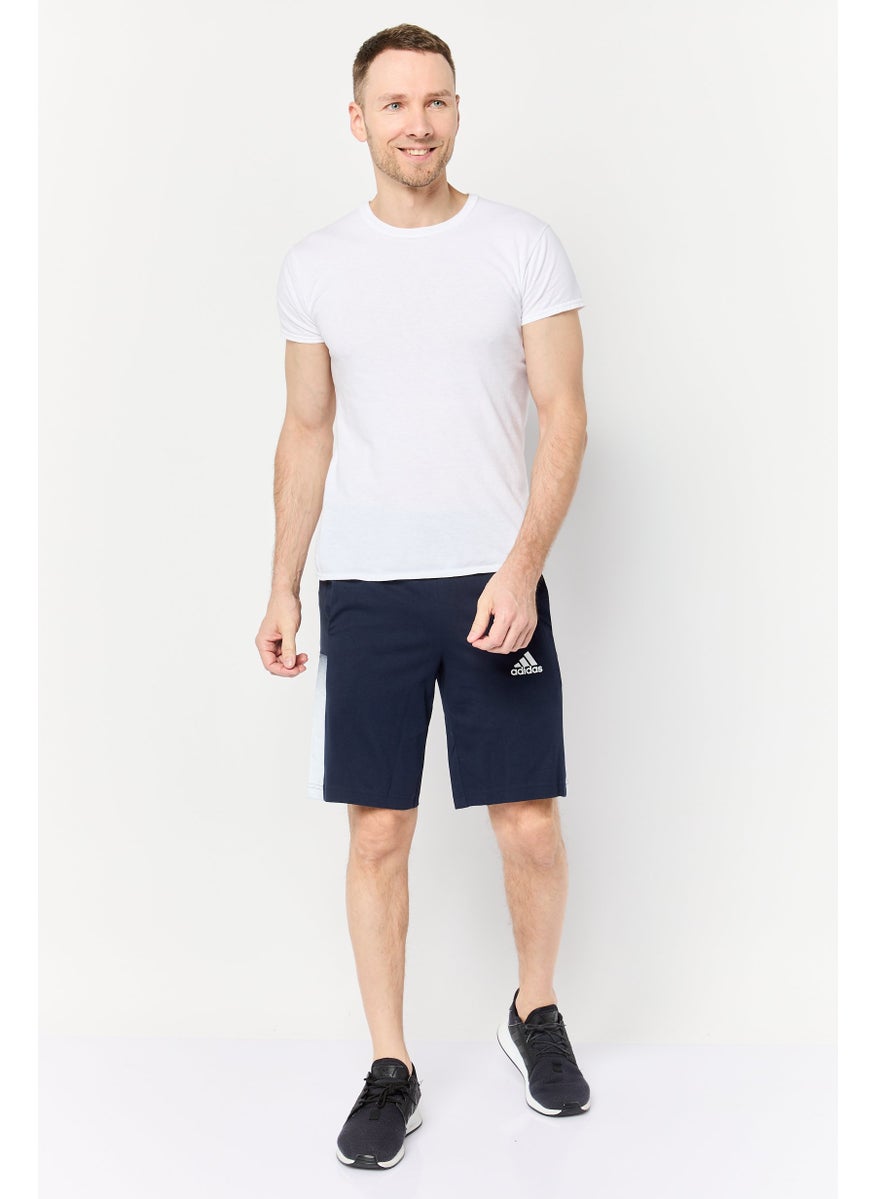 Men Sportswear Fit Brand Logo Outdoor Shorts, Navy