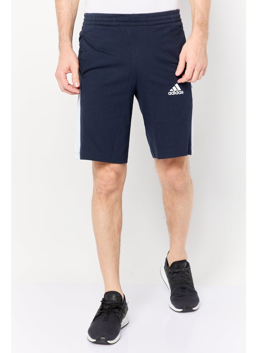 Men Sportswear Fit Brand Logo Outdoor Shorts, Navy